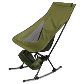 1Pc Portable Camping Rocking Chair 198LBS Weight Capacity Included Carry Bag High Back Rocker Chair For Patio Fishing Beach Lawn Travel (Color: Green)
