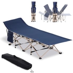 Outsunny Folding Camping Cot for Adults with Carry Bag, Side Pocket, Outdoor Portable Sleeping Bed for Travel, Camp, Vacation, 330 lbs. Capacity, (Color: as Pic)
