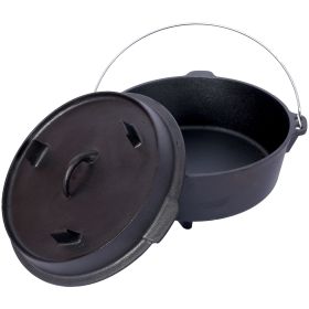 pre-Seasoned Cast Iron Dutch Oven With Skillet Lid, Outdoor Camping Deep Pot for Camping Fireplace Cooking BBQ Baking Campfire, Leg Base, 12 Quar (Color: as Pic)